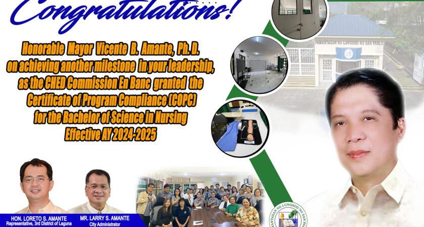 CHED Commission En Banc’s granting of the Bachelor of Science in Nursing’s Certificate of Program Compliance (COPC)